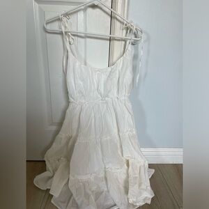 white flowy mini dress